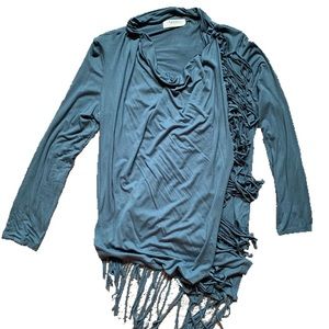 Teal Fringe Long Sleeve Cover/Wrap